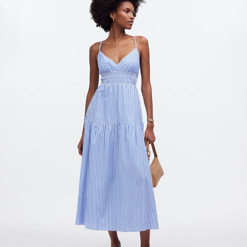 Madewell Blue Striped Midi Dress size 14